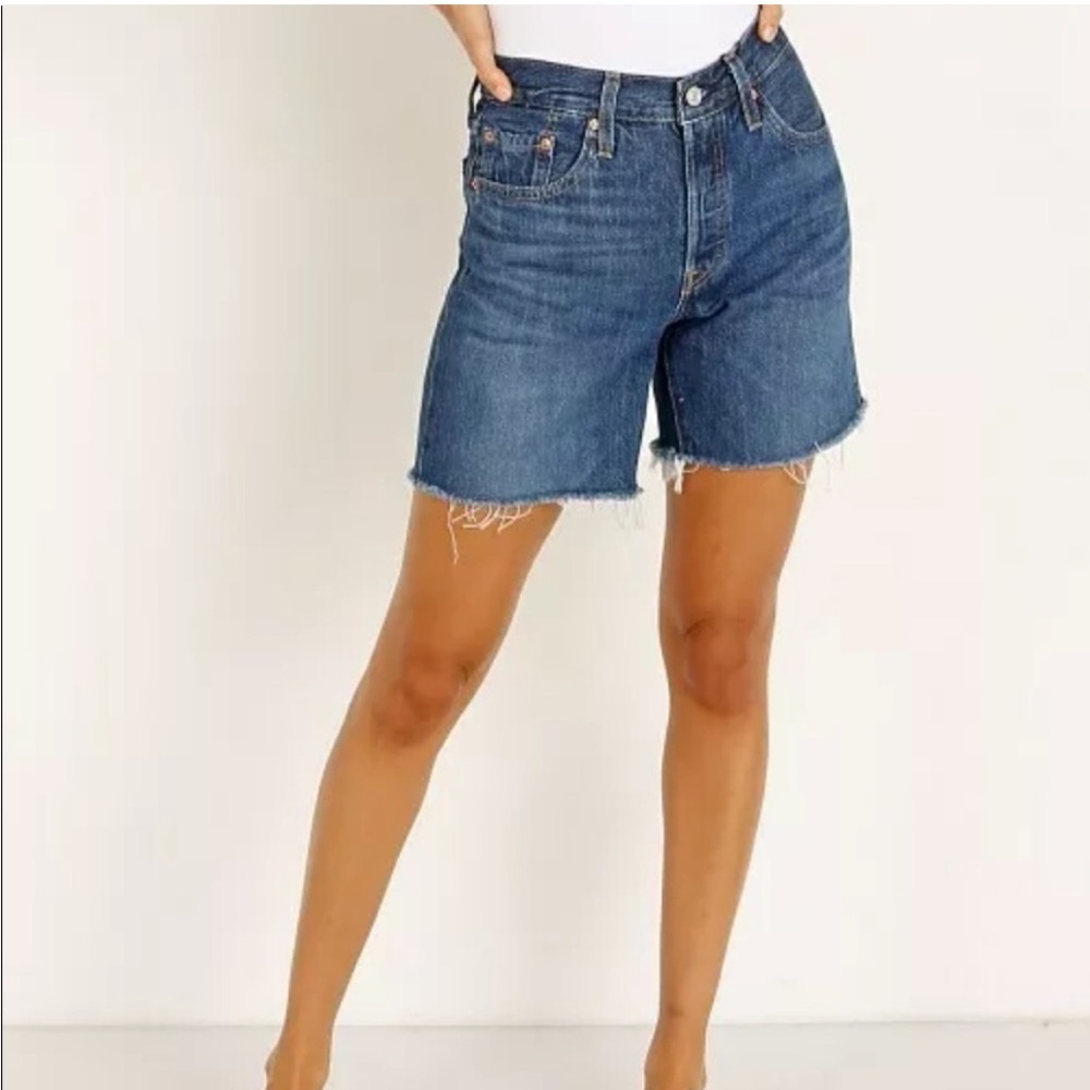 Levi’s 501 High Rise Mid Thigh Cut Off Jean Shorts